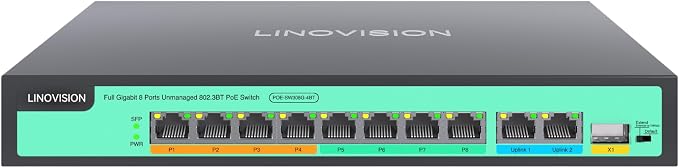 LINOVISION 8 Ports Full Gigabit PoE++ Switch, Built-in 120W Power by LINOVISION%C2%AE