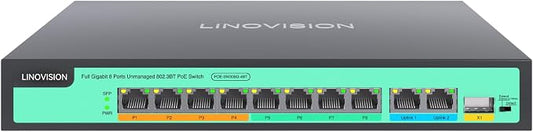 LINOVISION 8 Ports Full Gigabit PoE++ Switch, Built-in 120W Power by LINOVISION%C2%AE