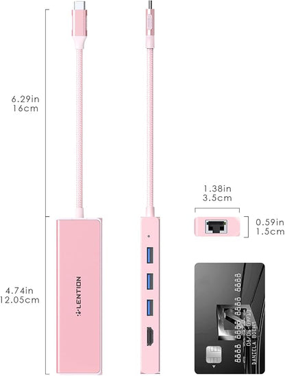 LENTION USB C Hub with Gigabit Ethernet Adapter, 4K HDMI, 3 USB 3.0 Port - Image 8