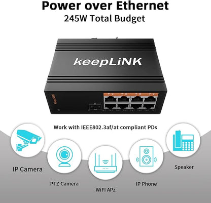 8 Port Industrial PoE Switch Unmanaged, Gigabit PoE Switch - Image 3