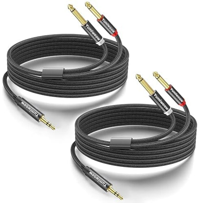 2pack 3.3Ft 3.5mm TRS to Dual 6.35mm Stereo Cable 1/8 TRS to Dual 6.35mm 1/4 TS by Yumiwoow
