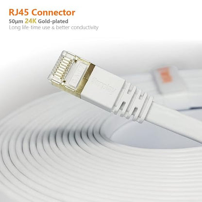 Cat7 20FT-2Pack Ethernet Cable Flat-White-10Gbps Internet Network Cord - Image 9