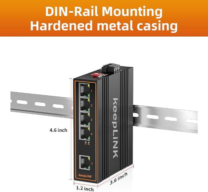 5 Port Industrial PoE Switch Unmanaged, 125W Fast Ethernet Din Rail Switch - Image 5