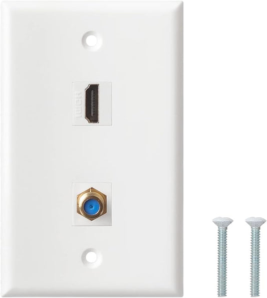 HDMI Wall Plate, 1 Port 4K HDMI Keystone to Female, 1 Port F Type Connector by BNPUHIU