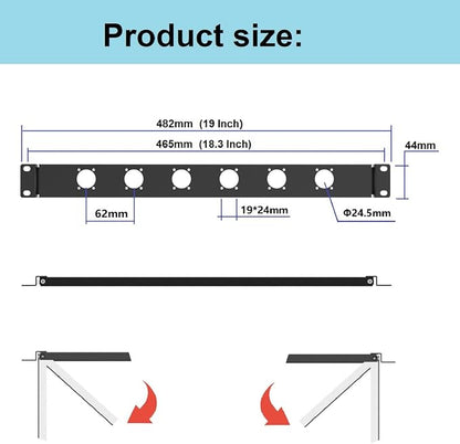 1U Hinged Rack Panel 6D XLR HDMI Audio Rack Mount Panel - Image 2