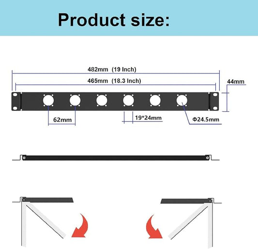 1U Hinged Rack Panel 6D XLR HDMI Audio Rack Mount Panel - Image 2