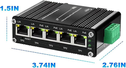 Industrial Managed 5 Port PoE Ethernet Switch, Mini Gigabit Networking Switch - Image 8