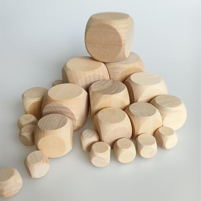 10 Pcs Wooden Dices, Round Corner Cube Dice 6 Sided Blank Dice DIY Graffiti - Image 9