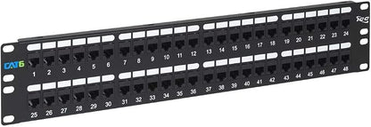 ICC CAT6 Feed-Through Patch Panel, 48 Port, 2U Rackmount, RJ45 Ethernet Patch by ICC