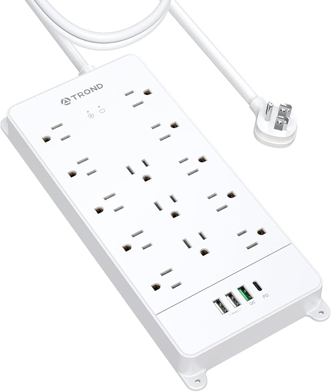 TROND Surge Protector Power Strip 10 ft, Flat Plug Long Extension Cord - Image 9