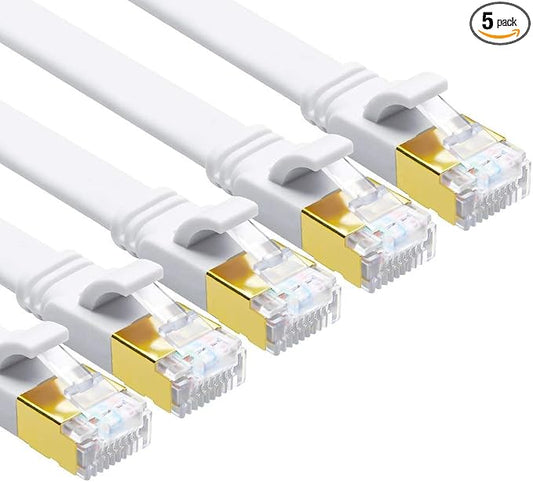 Yauhody CAT8 Ethernet Cable, 15ft 5 Pack Flat Patch Cord, High Speed 40Gbps by Yauhody