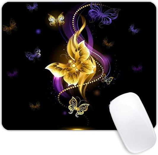 Purple Gold Butterfly Mouse pad Customized Mousepad Non-Slip Rubber Base Mouse by Goodsprout