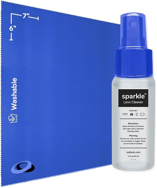 Sparkle Anti-Reflective Lens Cleaner Spray kit | 1oz Glasses Cleaner Spray + by OPTIPAK