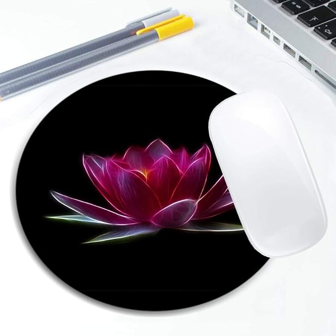 Lotus Flower Water Plant Mouse Pad Round Non-Slip Rubber Mousepad Laptop Office - Image 5