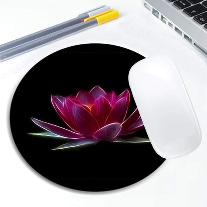 Lotus Flower Water Plant Mouse Pad Round Non-Slip Rubber Mousepad Laptop Office - Image 5