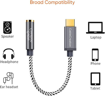 CableCreation USB C to 3.5mm Audio Adapter, Type C to Headphone Adapter - Image 6