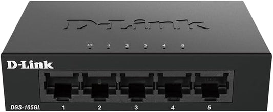 D-Link 5-Port Gigabit Unmanaged Ethernet Switch, Silent Fanless, Sturdy Metal by D-Link