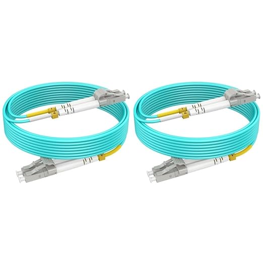 Multimode Fiber LC to LC, 32ft/10m-2PACK, OM3 MM Fiber Patch Cable Duplex by RamboCables