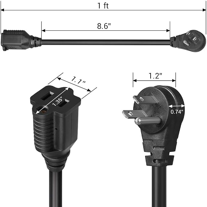 DEWENWILS 1FT Short Extension Cord, Flat Head Extension Cord Indoor - Image 8