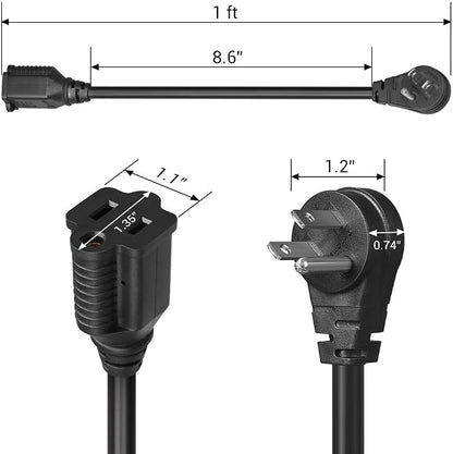 DEWENWILS 1FT Short Extension Cord, Flat Head Extension Cord Indoor - Image 8