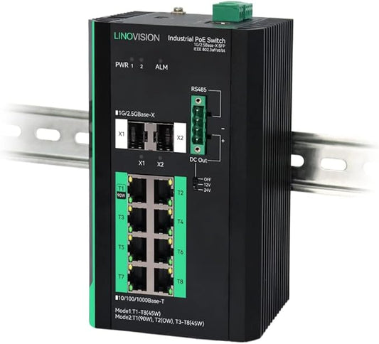 LINOVISION Industrial 8 Ports Gigabit Managed PoE Switch by LINOVISION%C2%AE