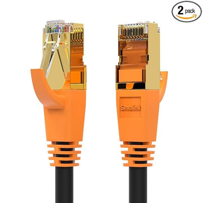 Smolink Cat8 Ethernet Cable 10ft 2-Pack, Shielded Network Wire, Weatherproof by Smolink