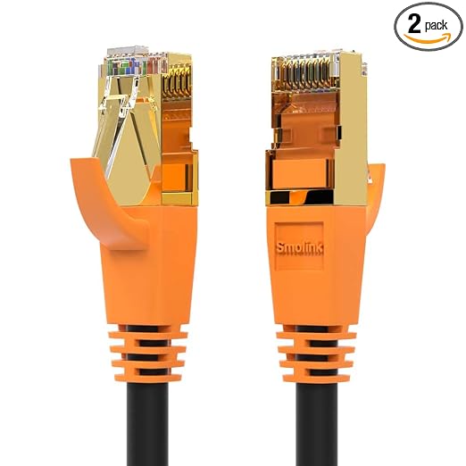 Smolink Cat8 Ethernet Cable 10ft 2-Pack, Shielded Network Wire, Weatherproof by Smolink