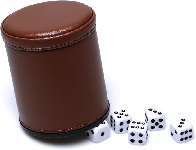 5 Pack PU Leather Dice Cups Felt Lining Quiet Shaker - Image 2