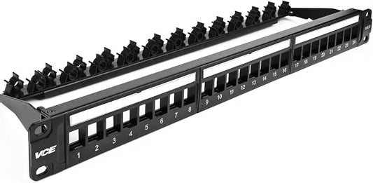 VCE 24 Port Patch Panel, 1U Blank Cat6 Rackmount Panel by VCE