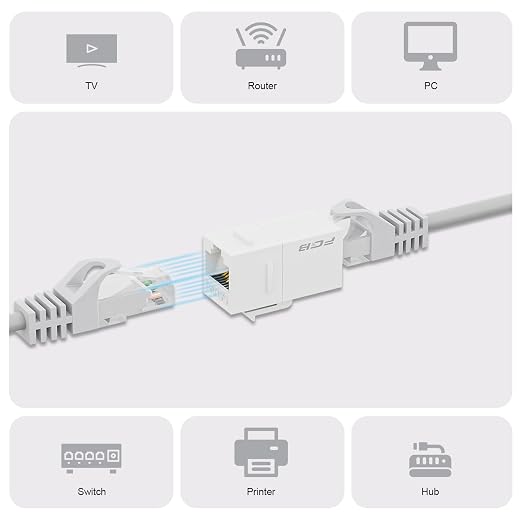 FGB 10 Gbps CAT6A RJ45 Keystone Coupler 25-Pack, Ethernet Keystone Jack - Image 3