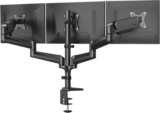 HUANUO Triple Monitor Mount for 17 to 32 inch Screens, Gas Springs Adjustment by HUANUO