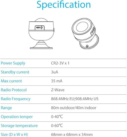 Z Wave Plus 700Series PIR Motion Detector - Image 3