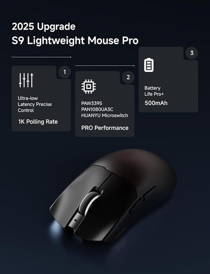 S9 Wireless Gaming Mouse, 59G Ergonomic Computer Mouse, Triple Modes, 8K Polling - Image 2