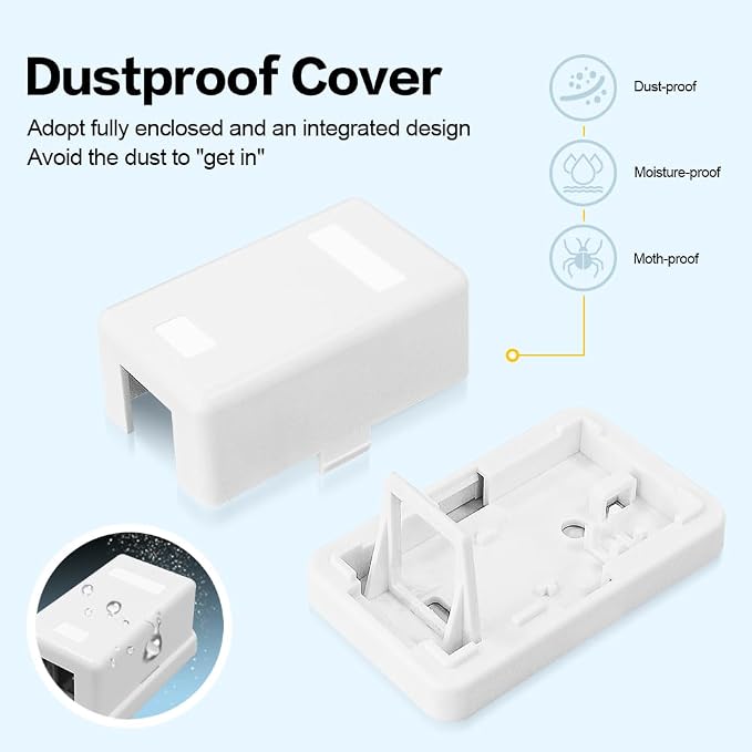 1 Port Keystone Jack Surface Desk Mount/Wall Mount Box 5-Pack White - Image 4
