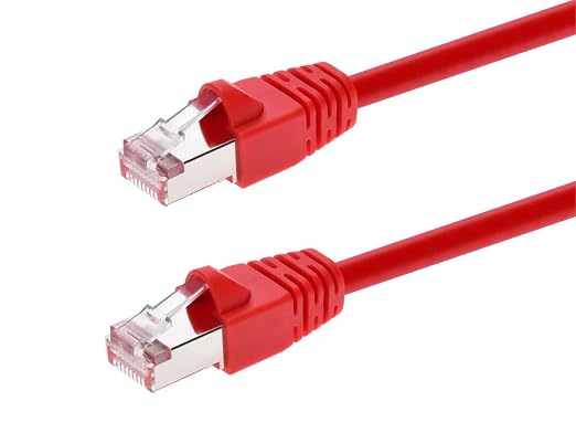 Monoprice Cat6A 7ft Red Patch Cable Double Shielded 26AWG 10G Pure Bare Copper by Monoprice