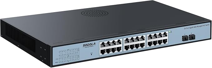 SODOLA 24 Port PoE Gigabit Managed Switch 400W, 24 GE PoE Port, 2 GE Uplinks by SODOLAPoENETWORKS