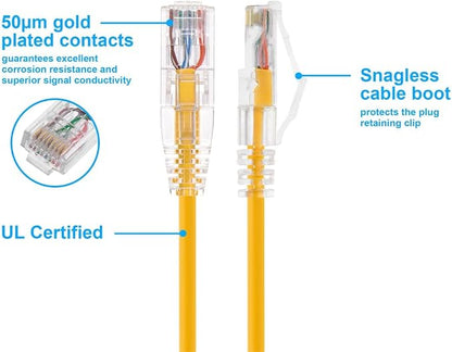 Monoprice Cat6 5ft Yellow Component Level Patch Cable UTP 28AWG 550MHz Pure - Image 3