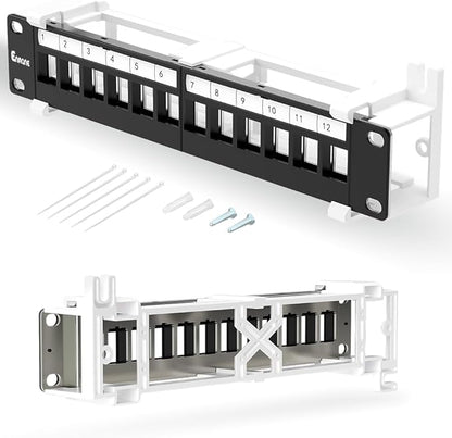 12 Port Blank Keystone Patch Panel Wall Mount 10inch by Enmane