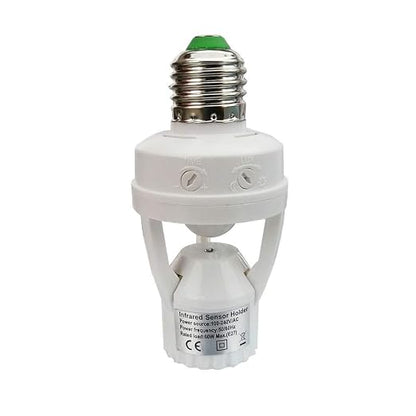 PIR Motion Sensor Light Socket, E26/E27 Smart Lamp Bulb Holder Adapter Auto by Taigeguang