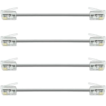 NECABLES 4Pack 3 Inch Short Telephone Cord Phone Cable Wall Phone Cord by NECABLES