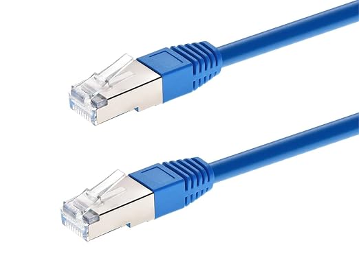 Monoprice Cat6A 20ft Blue Patch Cable Double Shielded 26AWG 10G Pure Bare by Monoprice