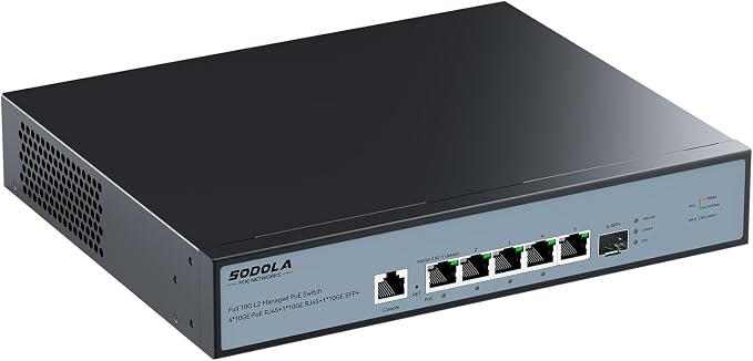 SODOLA 10Gb L2 Managed PoE Switch 150W|1X 10G SFP+&4 x 10GBase-T PoE by SODOLAPoENETWORKS