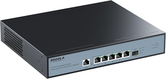 SODOLA 10Gb L2 Managed Switch, 5 x 10G RJ-45 Ports, 1 x 10G SFP+ Port, Support by SODOLAPoENETWORKS