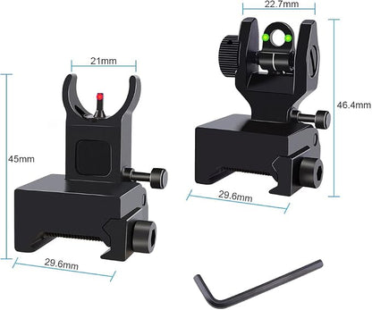 Fiber Optic Flip Up Iron Sights Picatinny Rail Mounted Front and Rear Backup - Image 3
