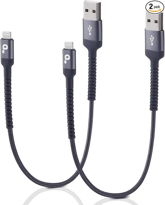 Short iPhone Charger Cable 1FT 2Pack Apple MFi Certified USB Lightning Cable by PRAKIE