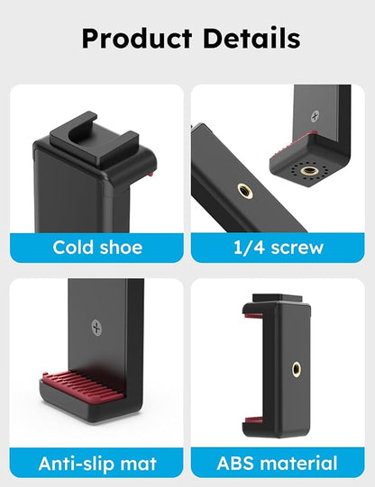 VRIG Phone Tripod Mount with Cold Shoe Adapter, Phone Holder Clip Connector - Image 6