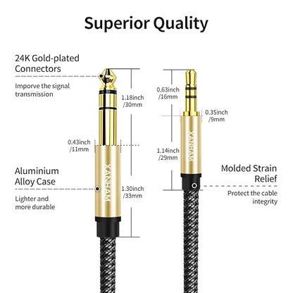 3.5mm to 1/4 Stereo Audio Cable 25 Feet /8M, 1/8" to 6.35mm 1/4" TRS Male Aux - Image 3