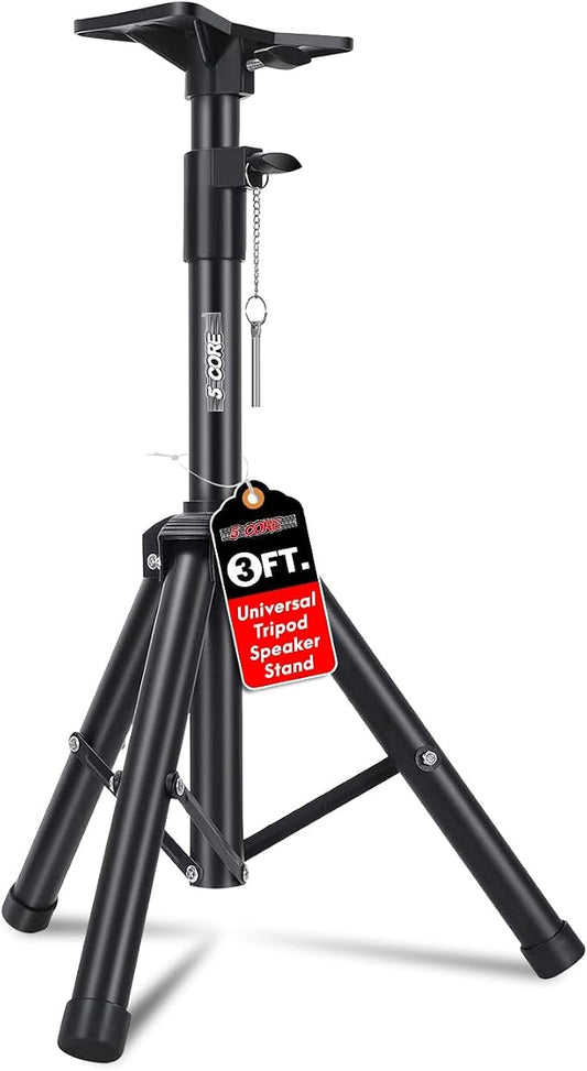 5Core Speaker Stand Tripod Floor Adjustable 24-36 Inch Short DJ Studio Monitor by 5Core
