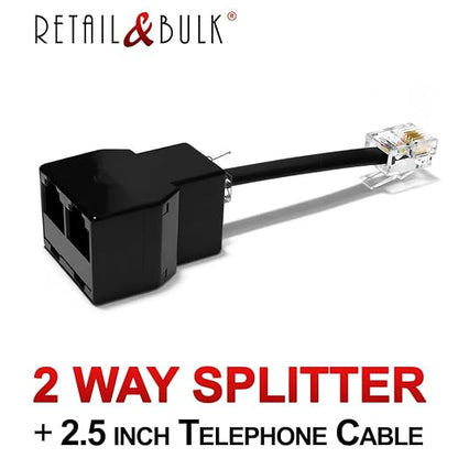 Phone Jack Splitter for Landline Telephone RJ11 6P4C 2-Way in-Line or in-Wall - Image 6