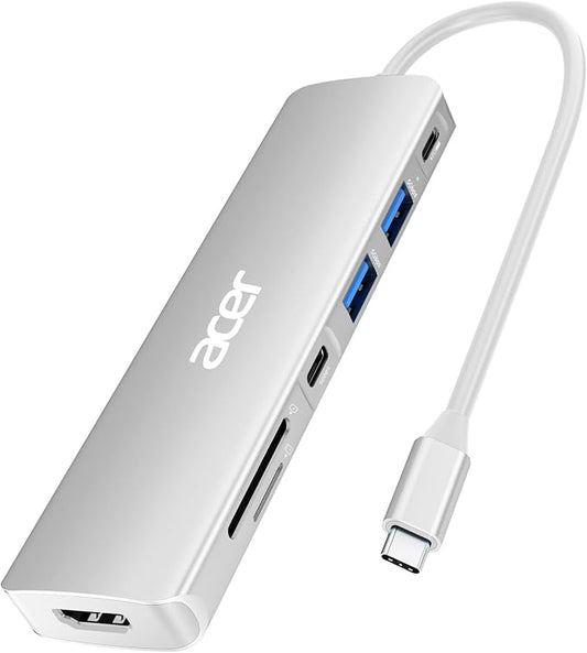 Acer USB C Dock, 7 in 1 USB C to HDMI Hub, 2 USB 3.1 GEN1 and 5Gbps Type-C Data by Acer